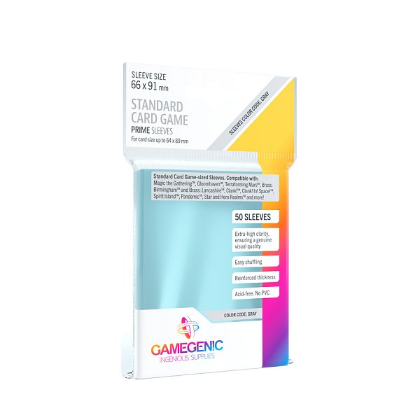 Gamegenic: 66x91 mm PRIME Standard Card Sleeves Clear (50)