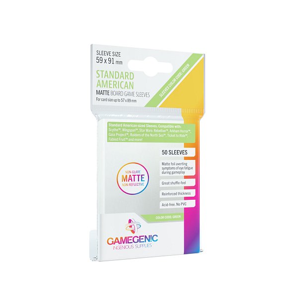 Gamegenic: 59x91 mm Standard American Boardgame Sleeves MATTE (50)