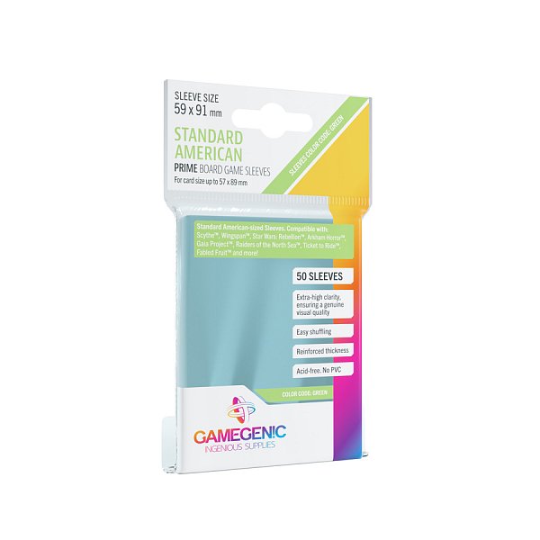 Gamegenic: 59x91 mm Standard American Boardgame Sleeves PRIME (50)